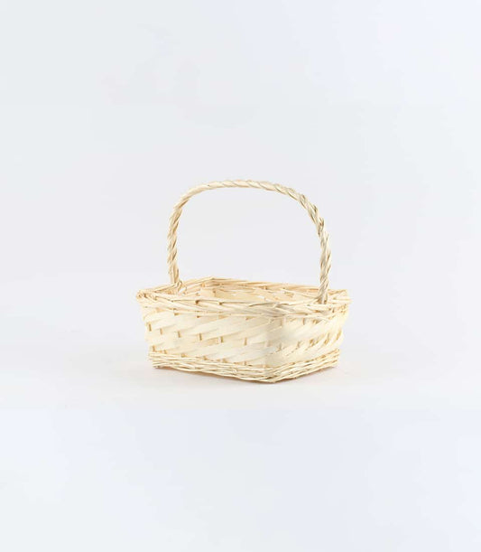 Light woven willow basket with braided handle, natural bamboo craftsmanship for premium gifting