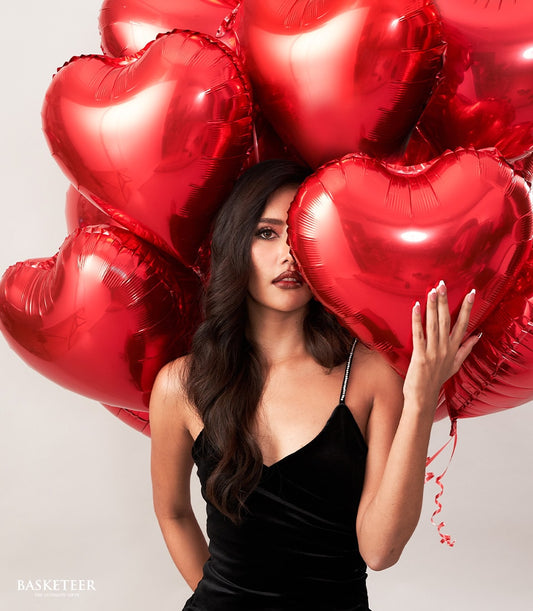 Red heart-shaped foil balloons set, luxury gift for birthdays and romantic occasions