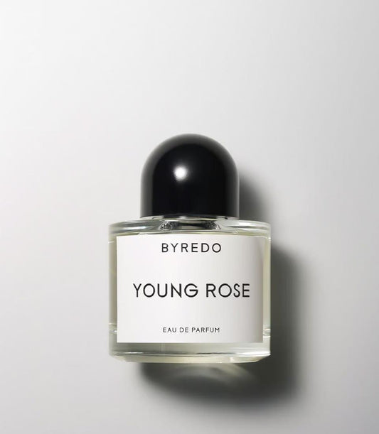 Byredo Young Rose eau de parfum with black cap, luxury Valentine's Day fragrance gift