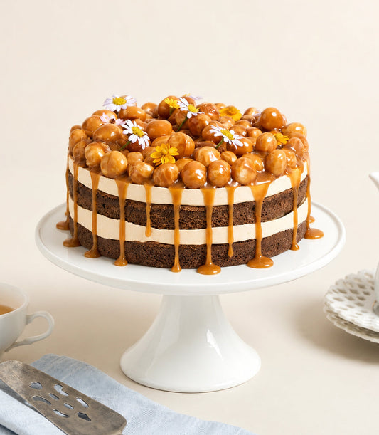 Chocolate Caramel Macadamia Cake