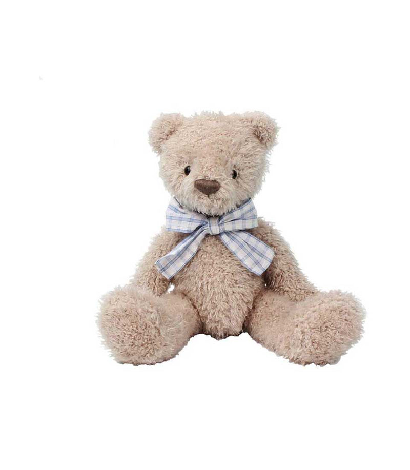 Classic Teddy Bear with Blue Plaid Bow Soft Toys