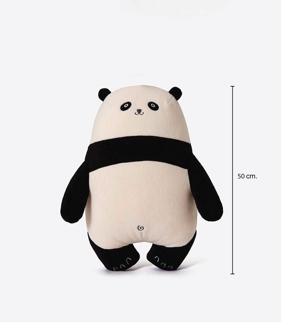 Cream and black plush panda soft toy, 50cm tall, with embroidered features for kids and babies