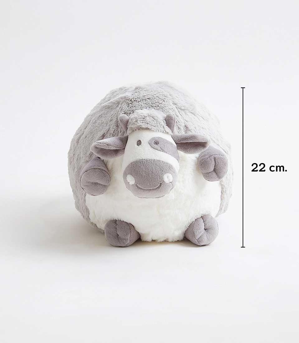 Chubby Sheep soft plush toy in grey and white faux fur, 22 cm, perfect cuddly gift for babies and kids