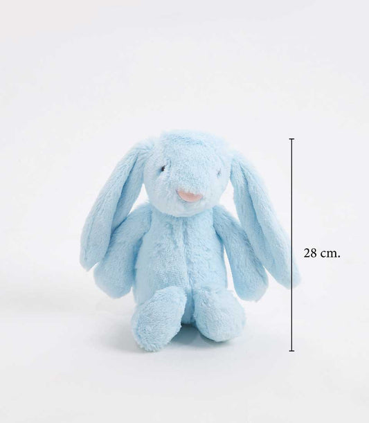 Soft light blue plush bunny toy 28cm, newborn starter gift basket item