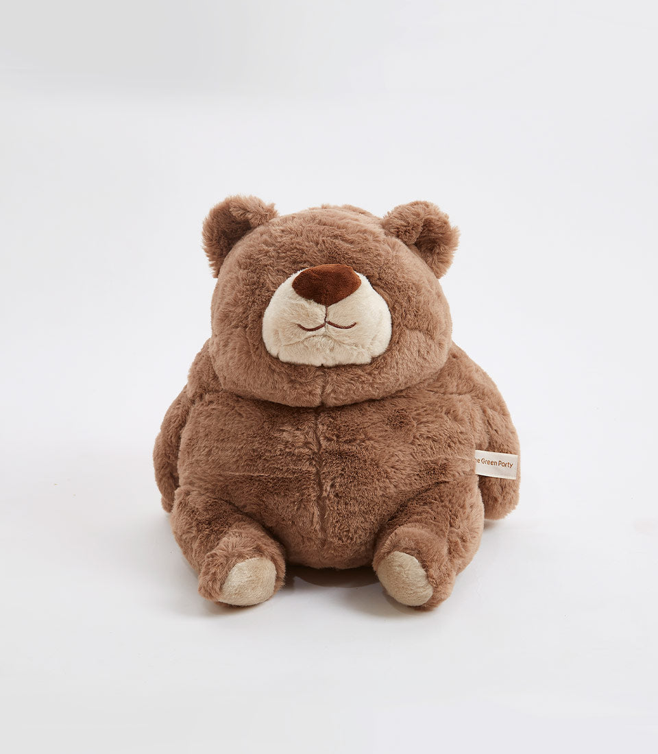 Chubby brown plush teddy bear, 30cm soft cuddly companion gift