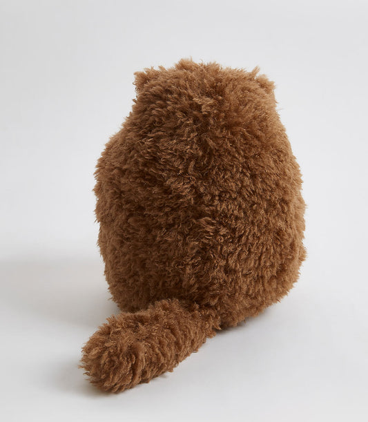 Shaggy brown plush bear soft toy with fluffy tail for kids