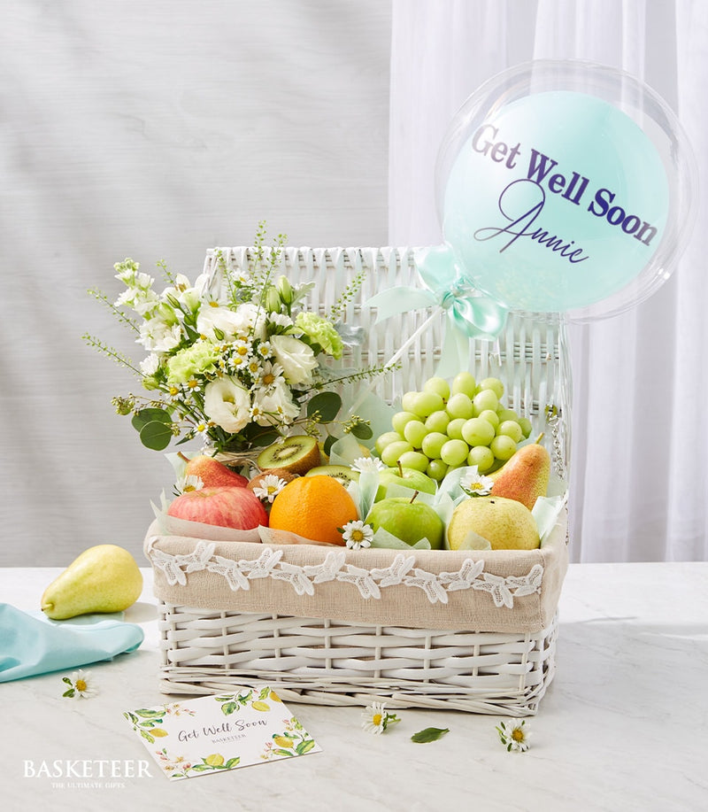 Premium Fruit & Flower Basket with Balloon