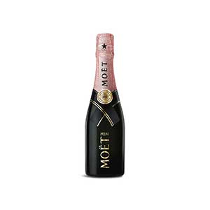 Rosé Elegance champagne gift box with gold-foil wrapped bottle and luxury black label for Christmas