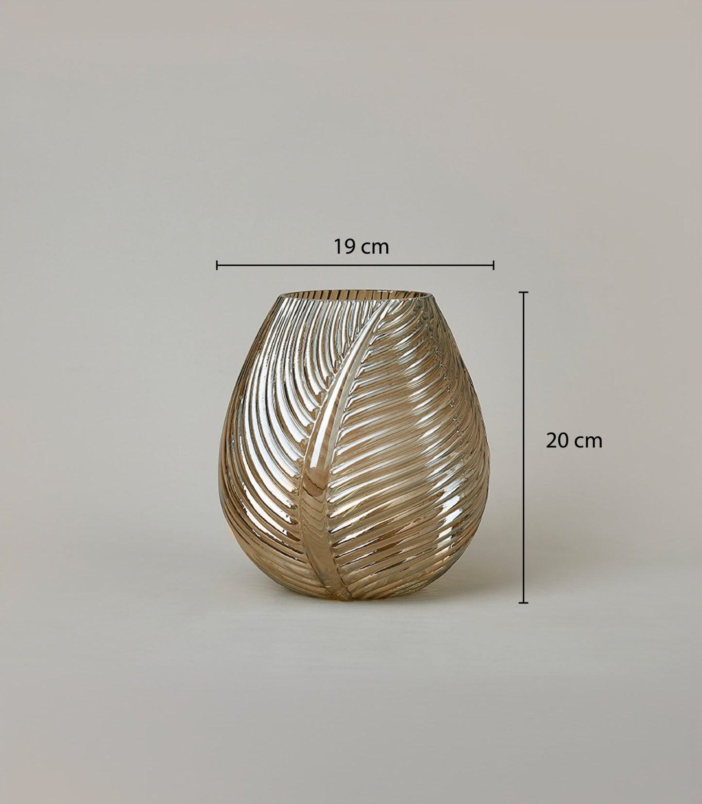 Sophisticated Charm gold-finish glass vase with leaf design, 20cm tall, premium artificial flower gift