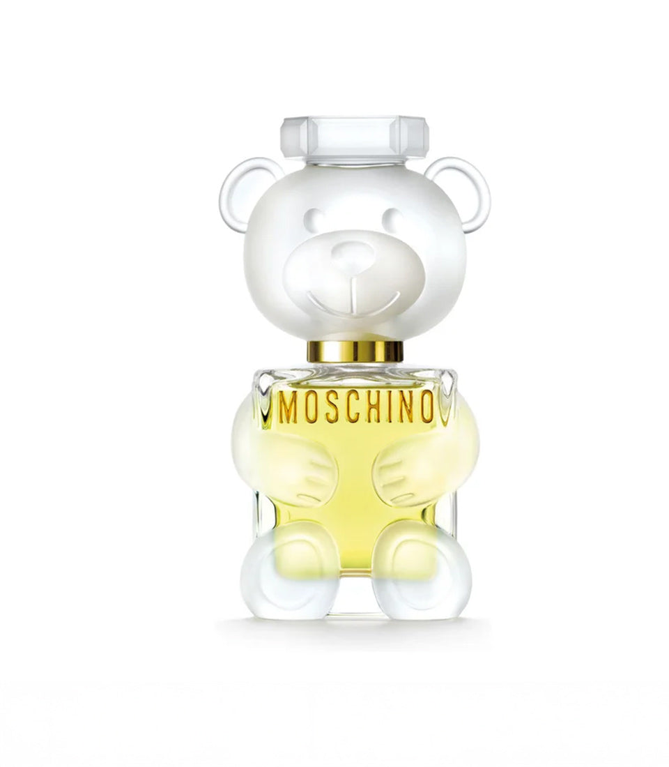 Moschino Toy 2 teddy bear perfume bottle in frosted white and gold, luxe Valentine gift for her