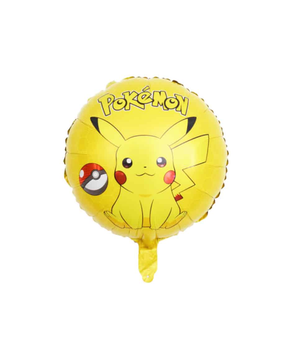 Pikachu yellow foil balloon with Pokémon logo for kids' birthday parties