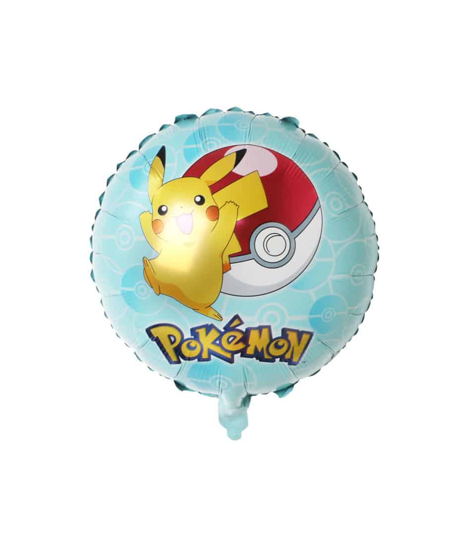 Light blue foil Pikachu birthday balloon with Poké Ball design for kids
