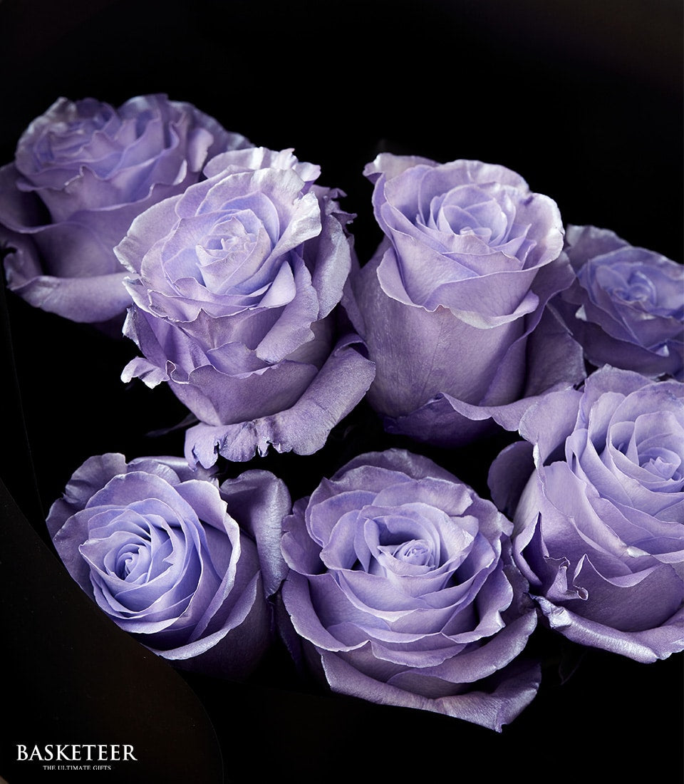 Lavender rose bouquet with nine soft purple blooms, perfect graduation gift