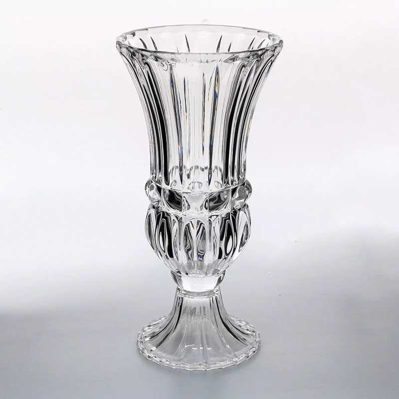 Large clear glass vase with fluted trumpet opening and pedestal base, premium gift hamper accessory