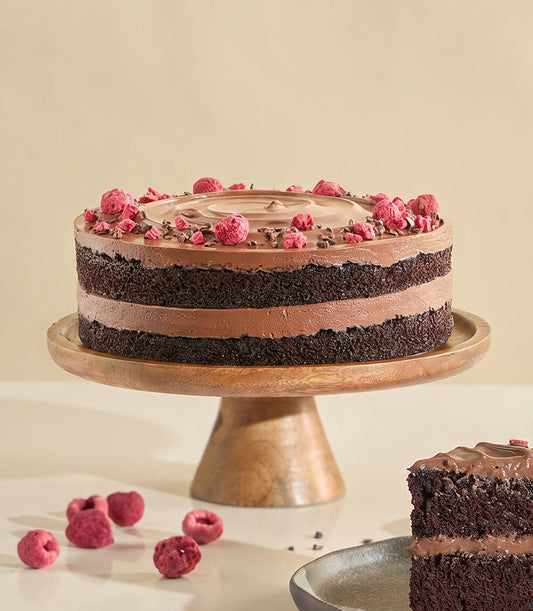 Vegan Chocolate Fudge Raspberry Cake