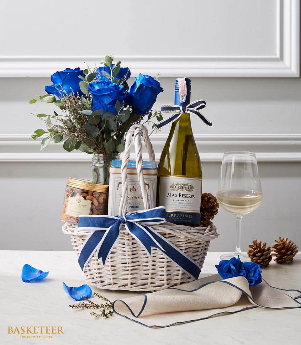 Blue Bloom Chardonnay Gift Basket