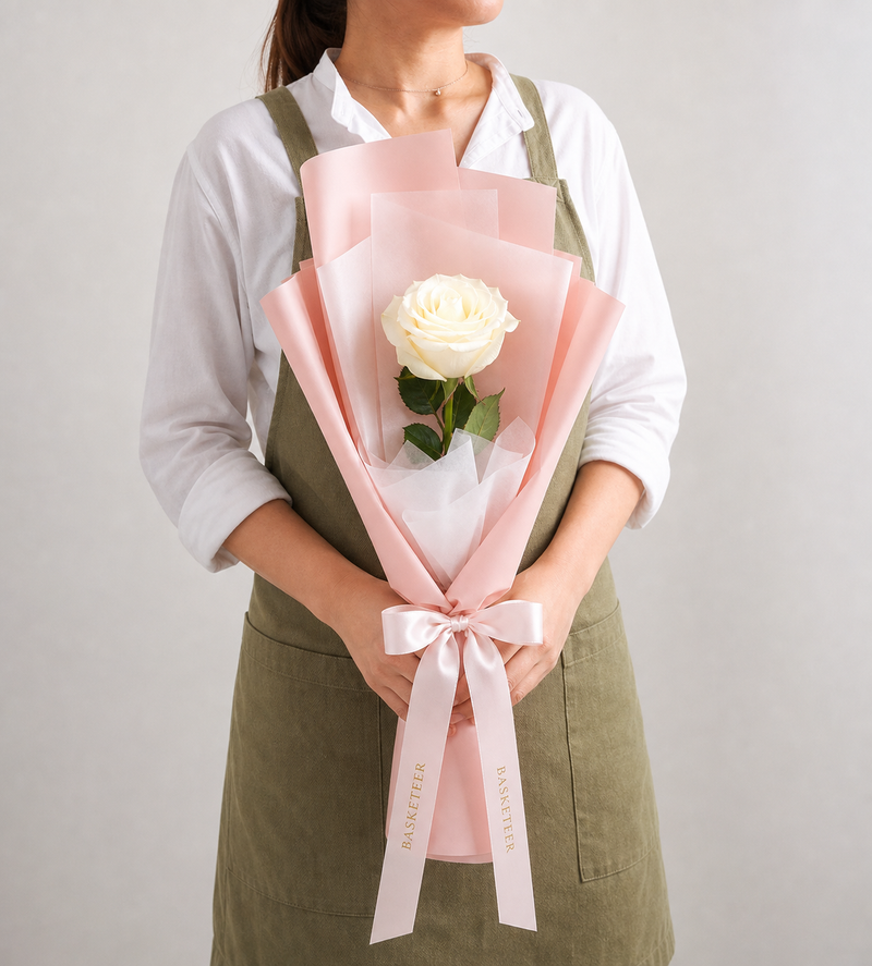 Single White Rose Bouquet