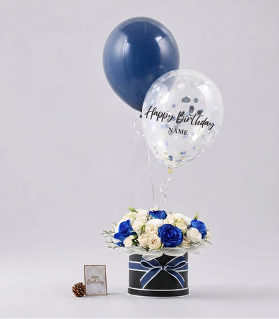 Blue White Roses Balloons