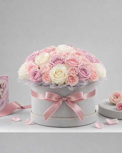 Romantic Pastel Pink Rose Floral Box