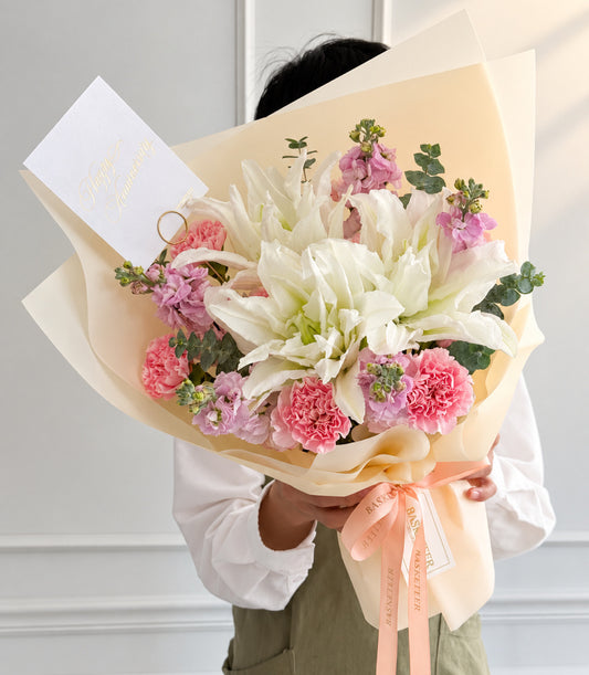 Roselily Whispers Fresh Flower Bouquet