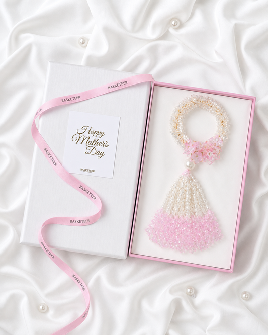 Basketeer's premium Mother's Day gift box featuring an elegant beaded