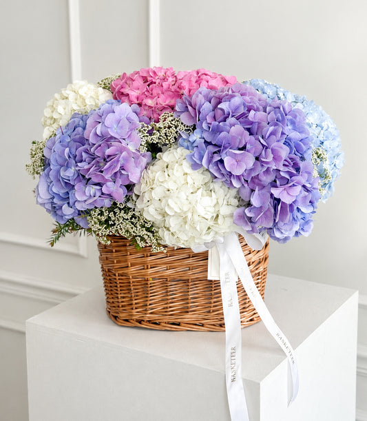 Pastel Harmony Hydrangea Basket