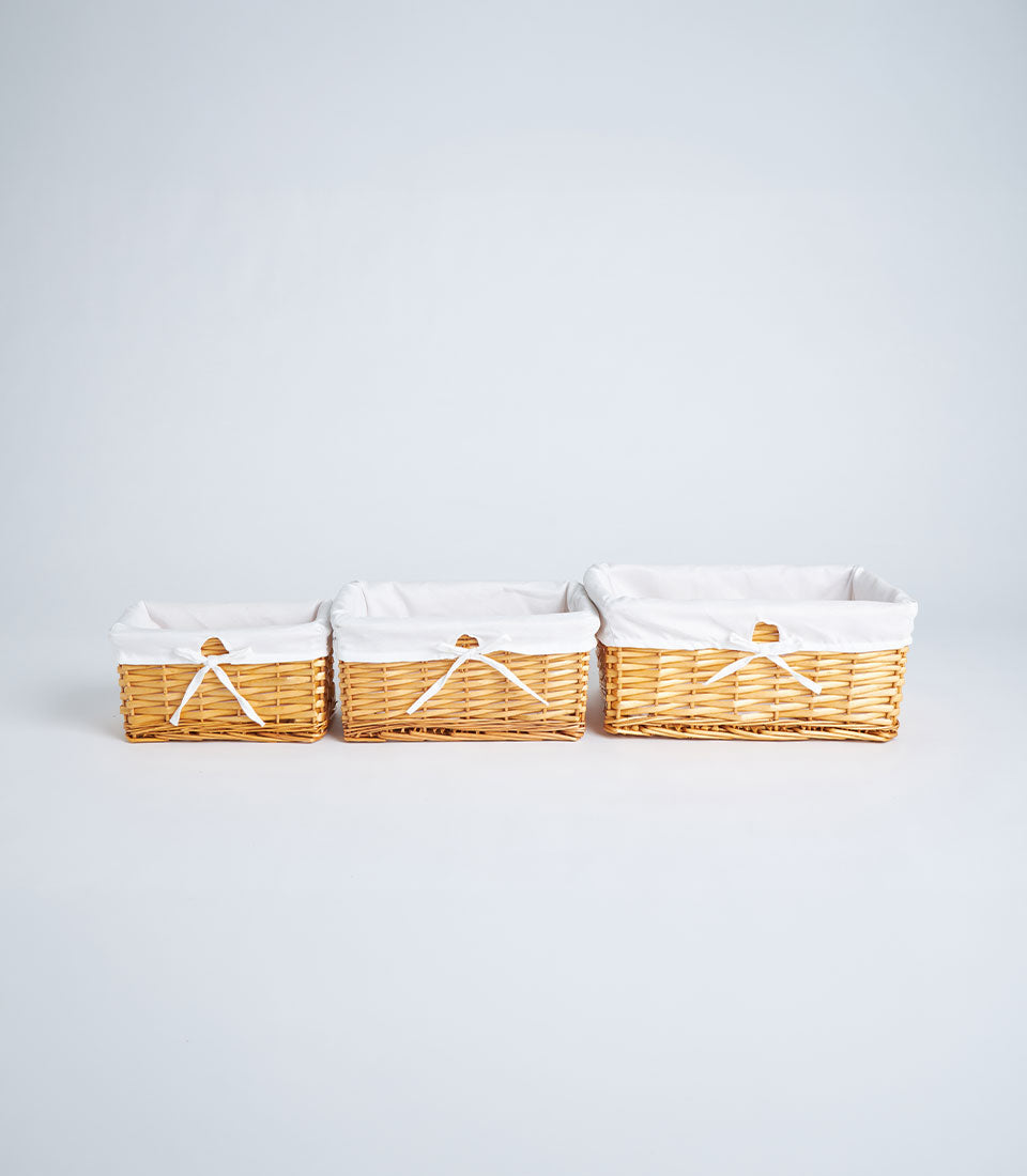 Basketeer's premium collection of three handwoven wicker baskets