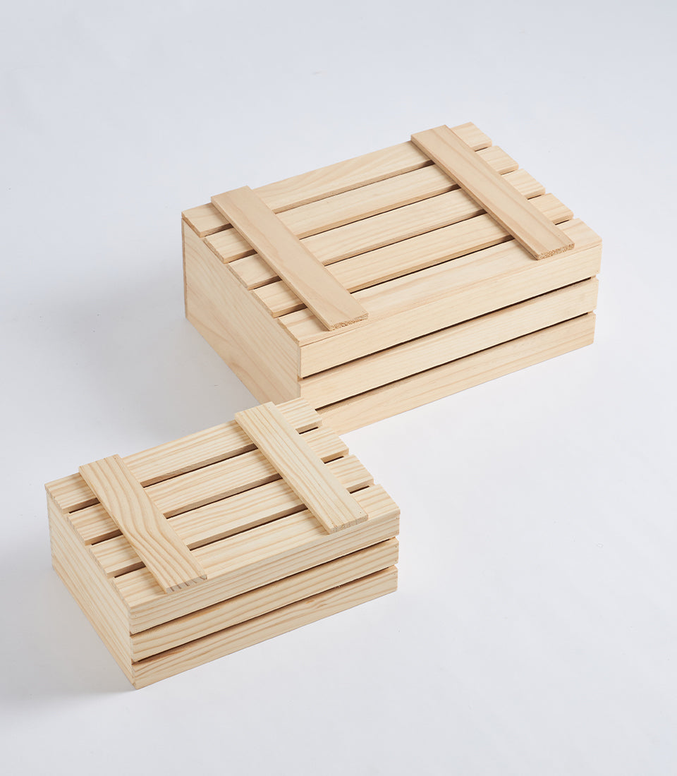 Natural Wood Rope Accent Hamper Crate