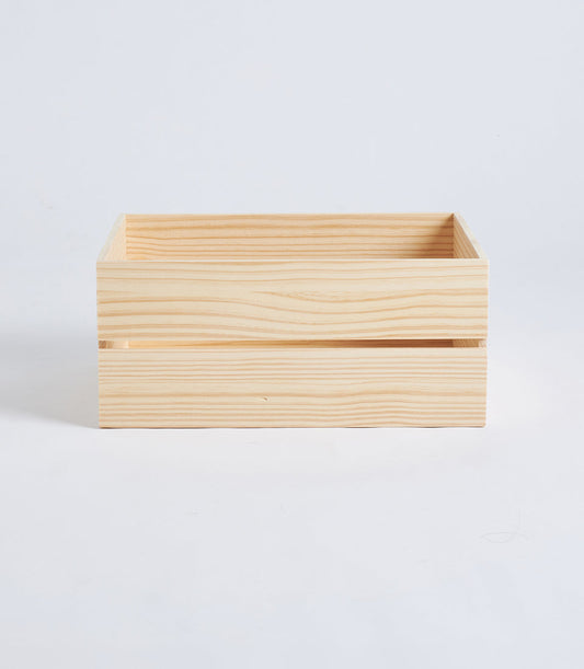Basketeer's premium natural wood slatted crate, ideal for creating a