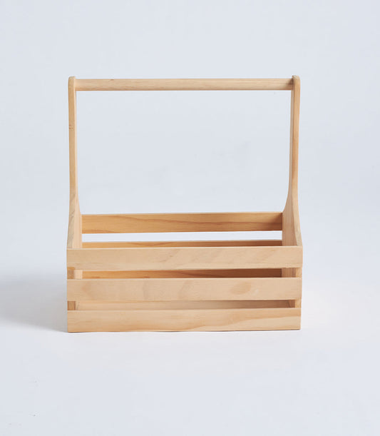 Basketeer's premium natural wood slatted basket with sturdy handle, perfect