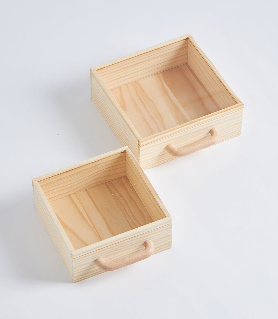 Natural Wood Mini Gift Box with Handle