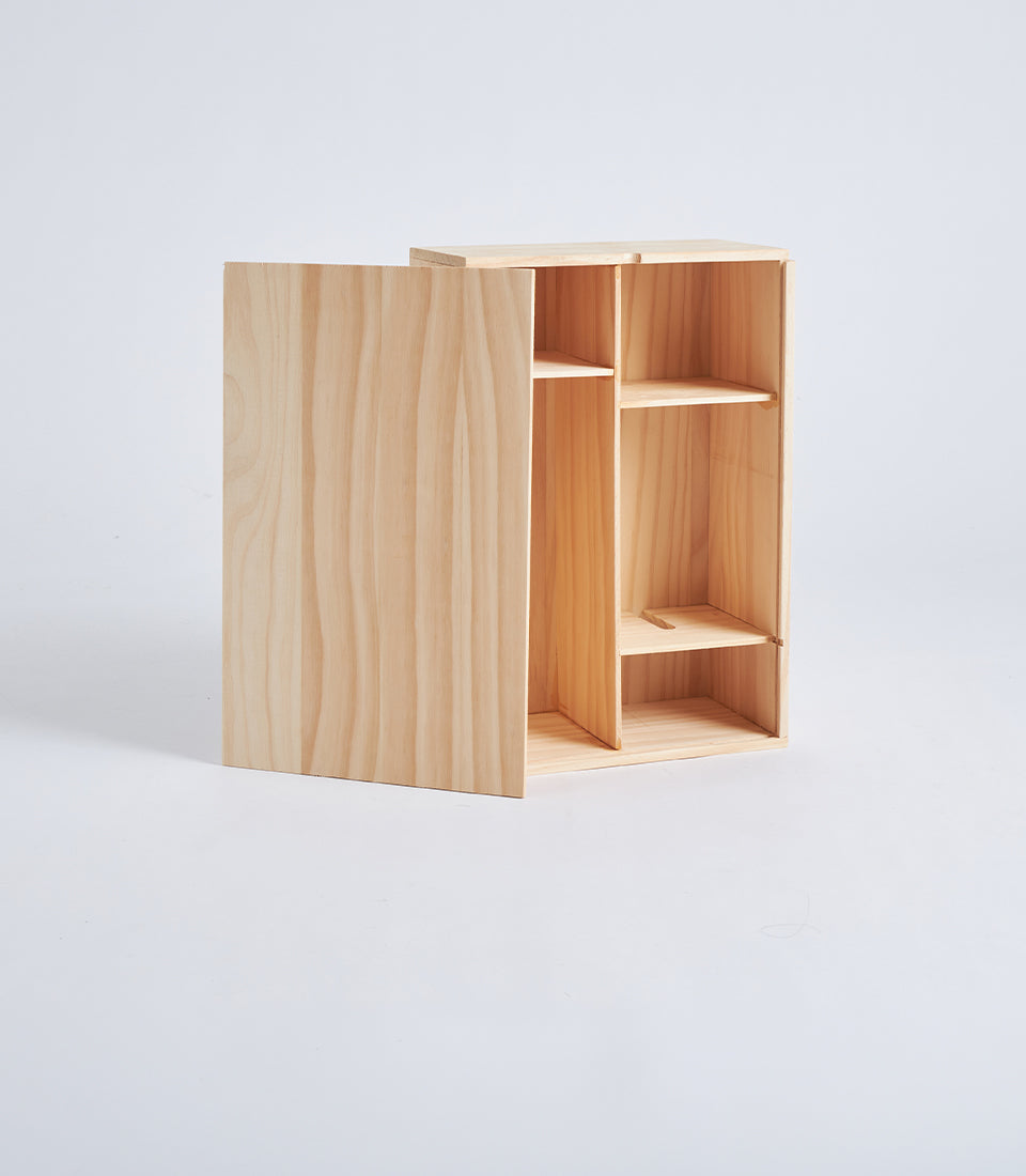 Light Natural Wood Wine Gift Box with Vertical Bottle Compartment