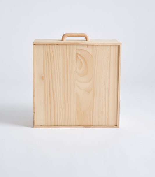 Basketeer's premium light natural wood gift box with a