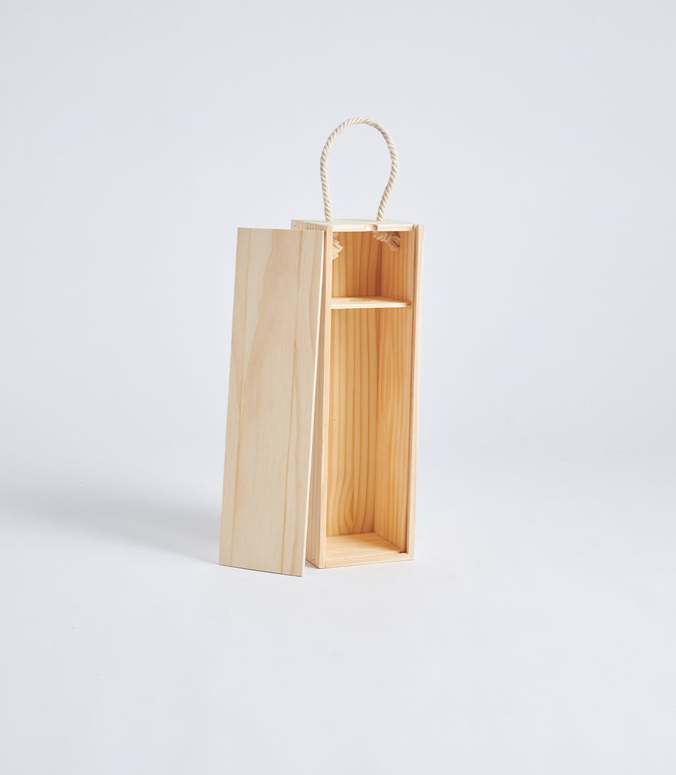 Light Natural Wood Wine Gift Box with Rope Handle