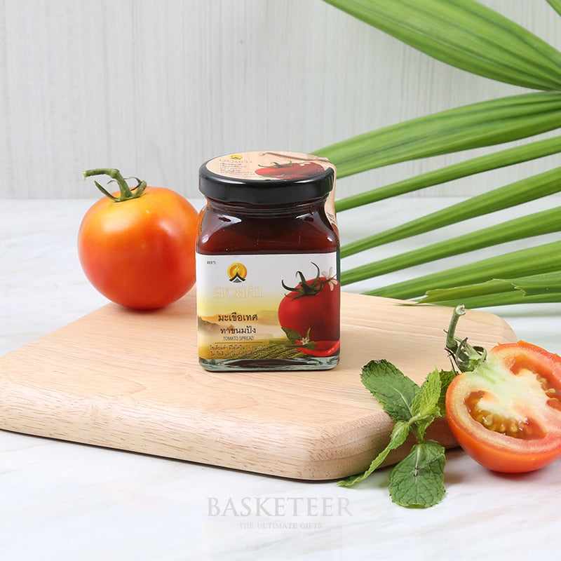 Gourmet Doi Kham tomato jam, a savory treat in Basketeer's premium hamper delivery Thailand. Perfect addition to a luxury gift basket Bangkok.