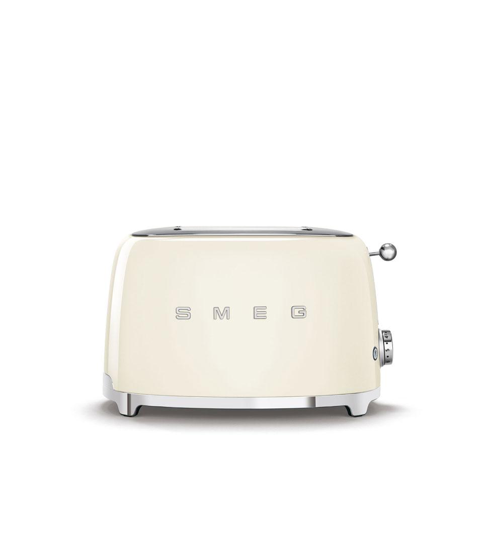 Cream SMEG retro two-slice toaster with chrome accents, ideal new home gift