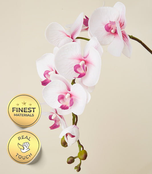 Radiance light pink orchid branch with fuchsia centers, premium artificial flowers for gifting