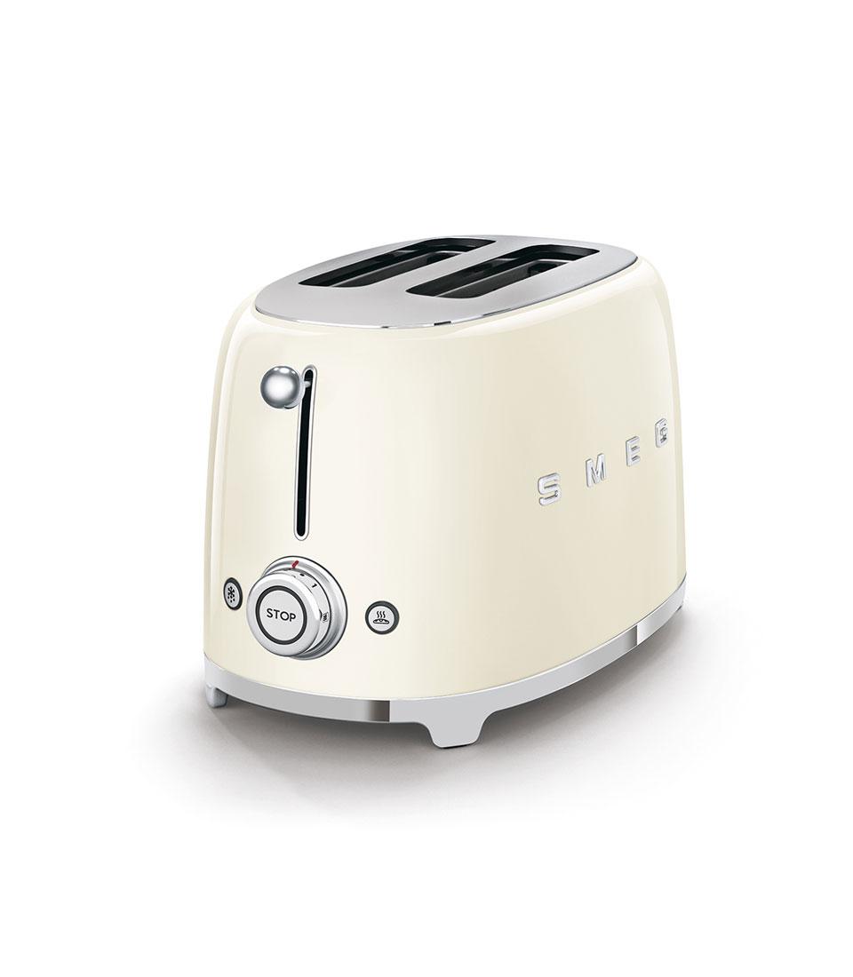 Cream SMEG retro two-slice toaster with chrome accents and control panel