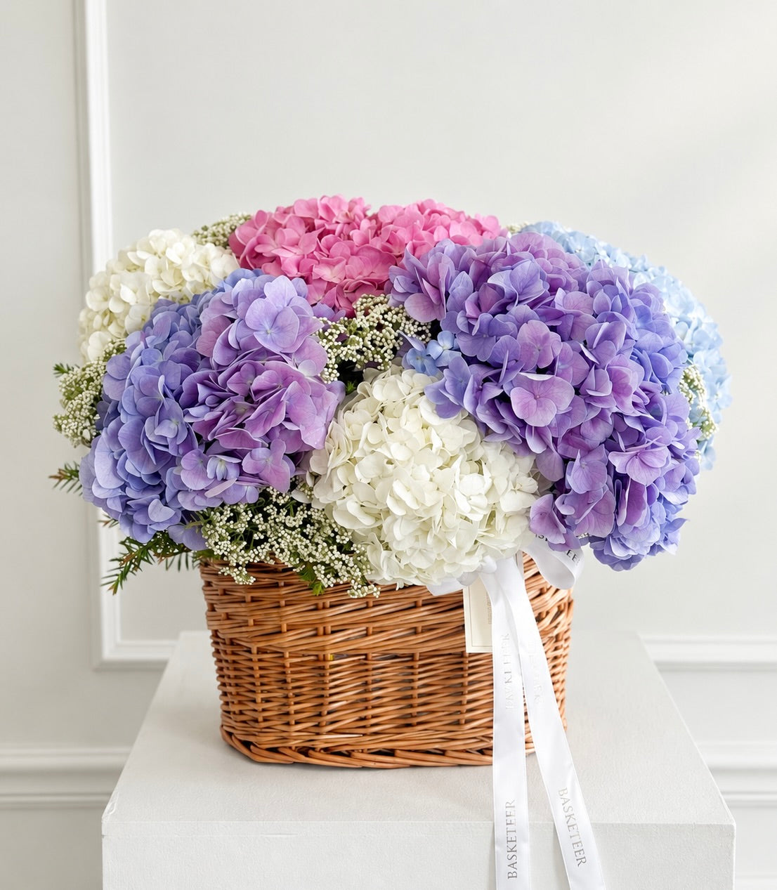 Pastel Harmony Hydrangea Basket