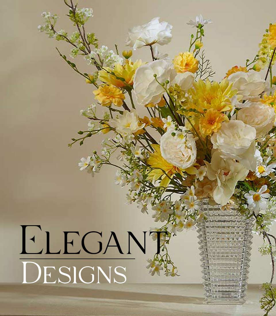 Elegant white and yellow peonies, dahlias, and daisies in textured glass vase