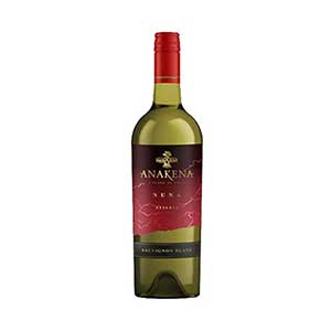 Premium Anakena Reserva red wine bottle with dark green glass and red foil capsule for Christmas gift giving