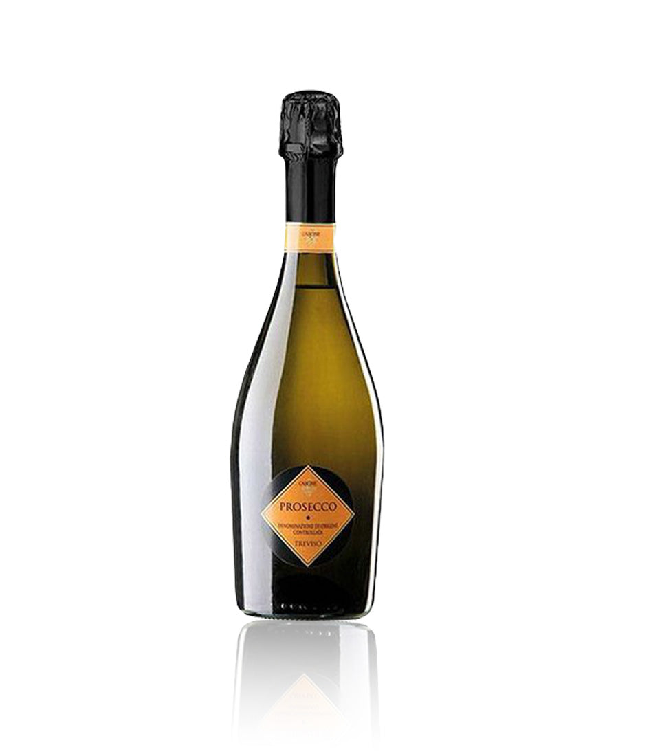 Premium Prosecco sparkling wine bottle with fresh fruit gourmet hamper gift set