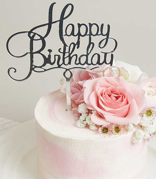 Charlotte Bakery artisan round birthday cake Bangkok, featuring delicate pink swirled buttercream,