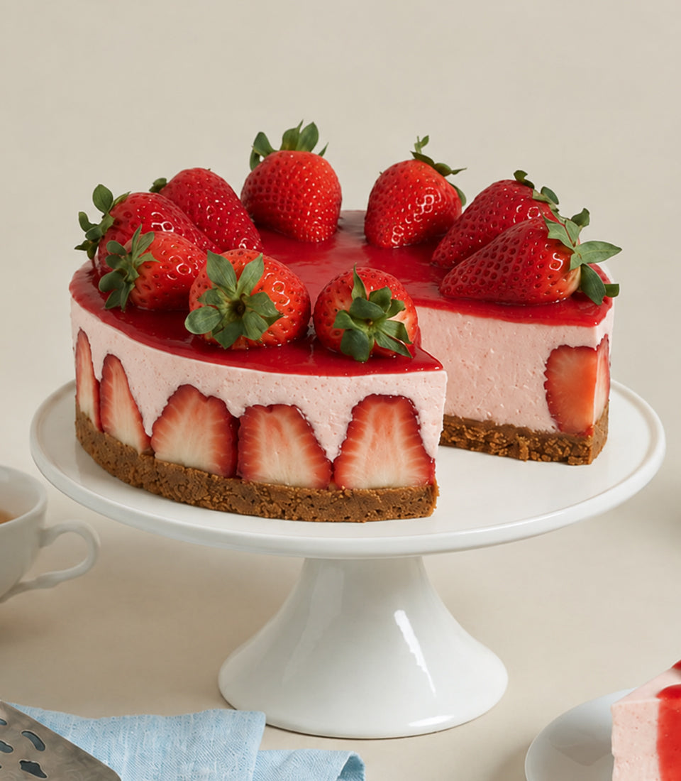 Fresh Strawberry Biscoff Cheesecake | Creamy Berry Delight