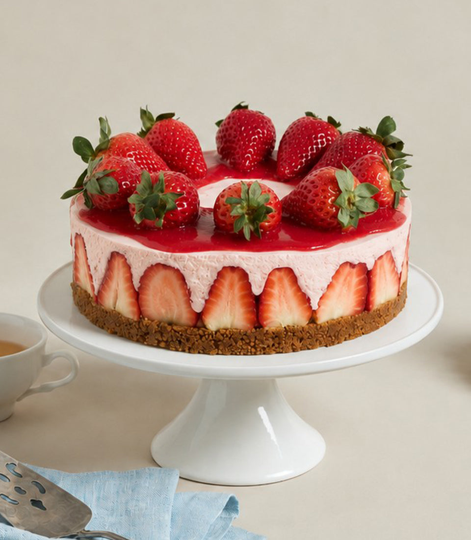 Fresh Strawberry Biscoff Cheesecake | Creamy Berry Delight