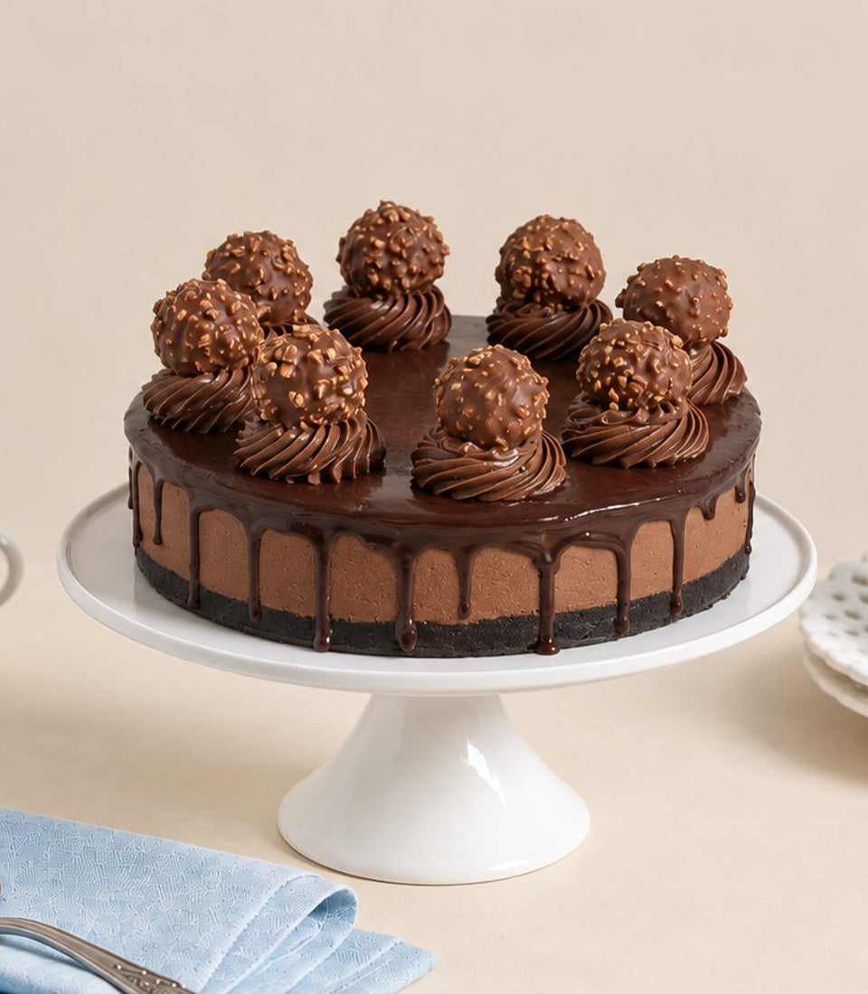Ferrero Rocher Dark Chocolate Cheesecake | Decadent Chocolate Indulgence