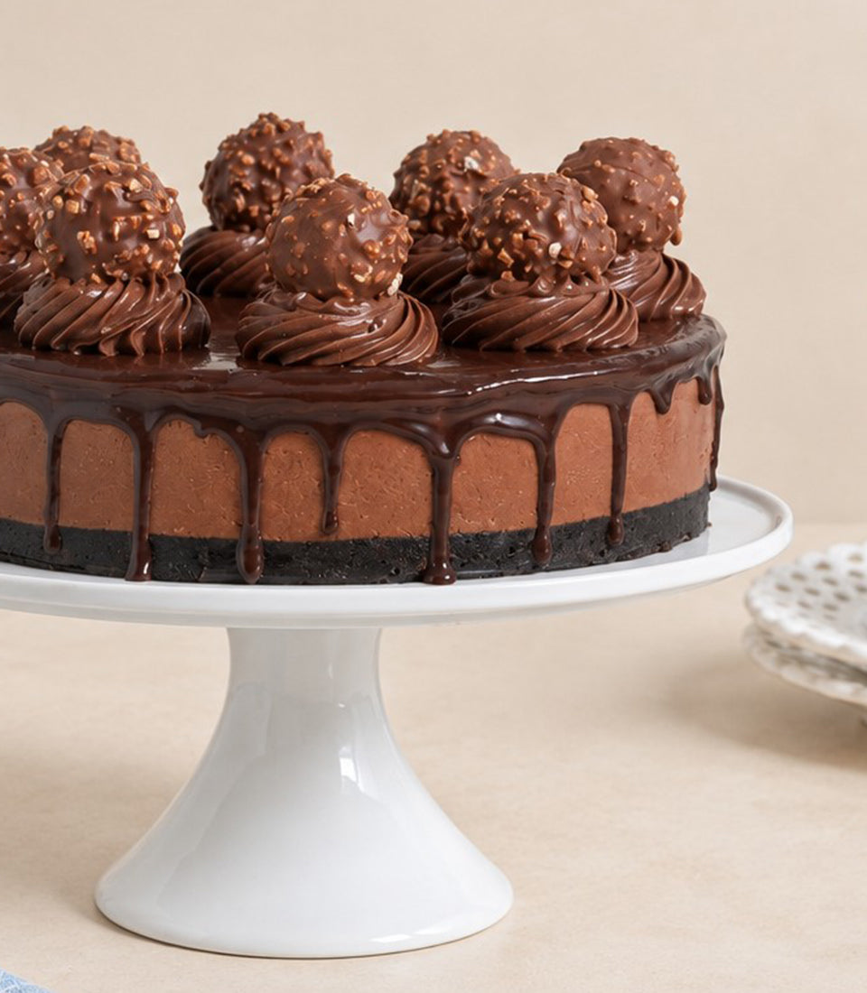 Ferrero Rocher Dark Chocolate Cheesecake | Decadent Chocolate Indulgence