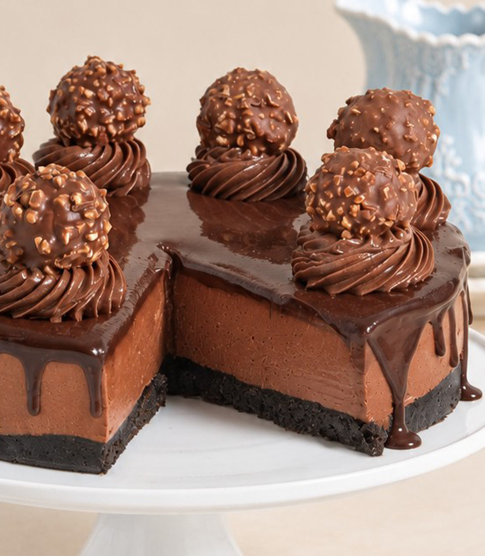 Ferrero Rocher Dark Chocolate Cheesecake | Decadent Chocolate Indulgence