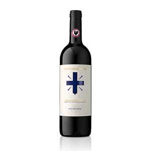 Premium red wine bottle with blue cross label, curated for Christmas celebration gift sets