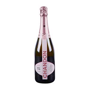 Chandon California sparkling wine with pink foil and ribbon, festive Christmas gift box selection